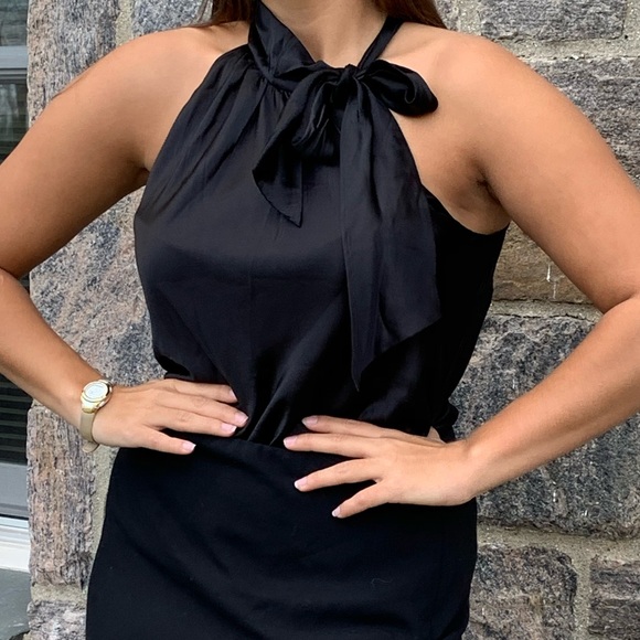 INC International Concepts Tops - INC. Black Silk Blouse 14 Petite  tie neck